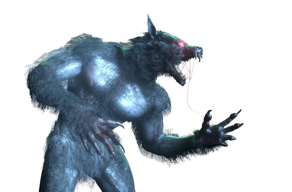 Werewolf Halloween White Background Render — 스톡 사진