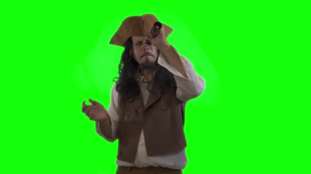 Grappig Piraat Kapitein Reiziger Ontdekker Ontdekkingsreiziger — Stockvideo
