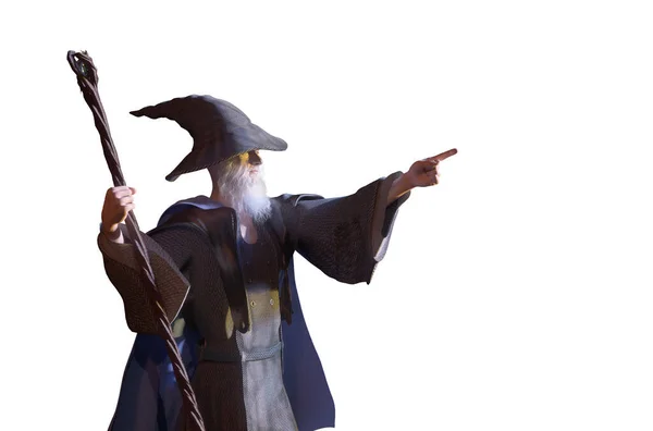 Merlin Wizard Figura Halloween Fundo Renderizar — Fotografia de Stock