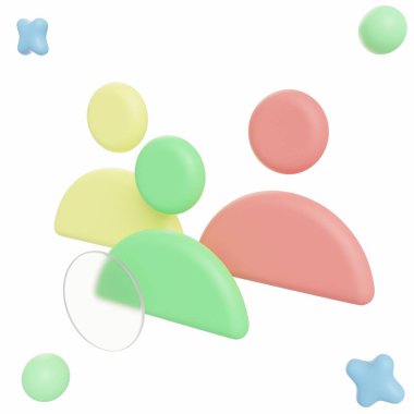 3B Takım Çalışması - İş ve Finans Simgesi veya İllüstrasyon Paketi