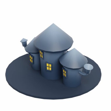 3D Perili Ev - Cadılar Bayramı İllüstrasyonu veya Simge Paketi