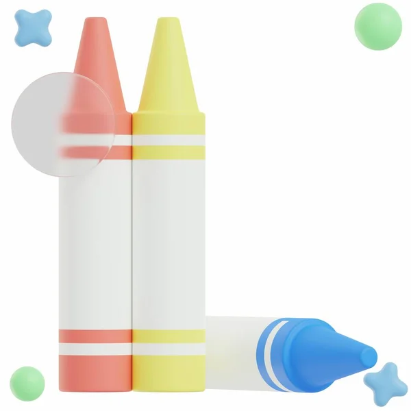 Crayons Ícone Escola Ilustração Pack — Fotografia de Stock