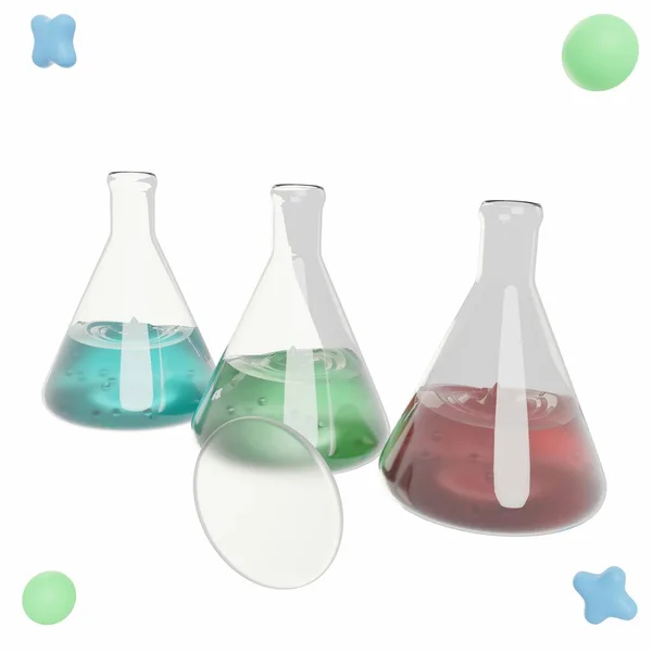 Erlenmeyer Matarası - 3D Okul Simgesi veya İllüstrasyon Paketi