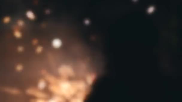 Blurry footage background of fireworks, Happy new year — Stock Video