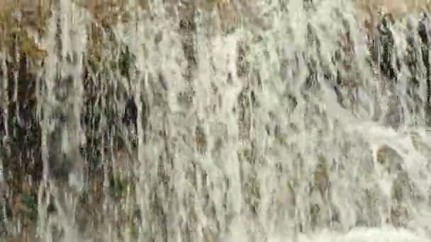 Nahaufnahme eines Wasserfalls in Zeitlupe an einem Sommertag — Stockvideo