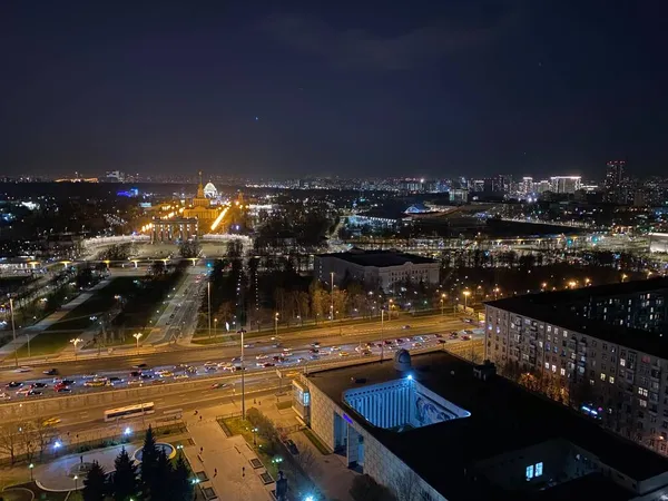 Moskva Noční Světla Města — Stock fotografie