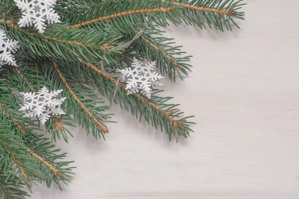 Ялинова Гілка Білому Тлі Різдвяний Фон — стокове фото