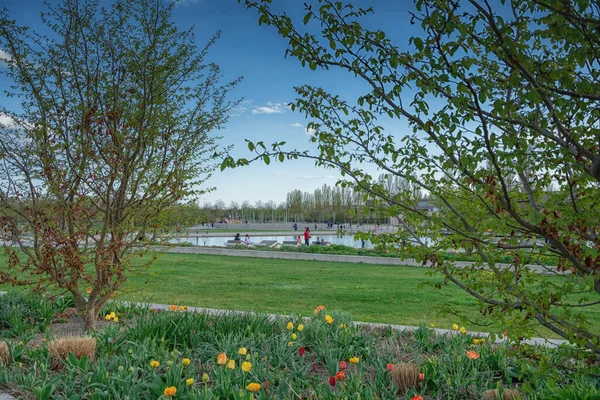 Almanya, Ingolstadt 'ta güneşli bir günde güzel bir manzara.