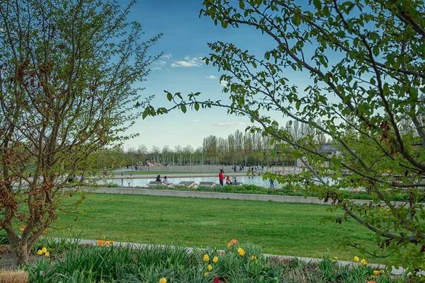 Almanya, Ingolstadt 'ta güneşli bir günde güzel bir manzara.