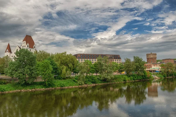 Beautiful Blue Sky Clouds Summer View Ingolstadt Bavaria — Stock Fotó