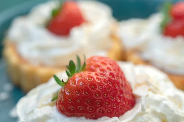 Beautiful Dessert Sponge Cake Cream Strawberries — Stock Photo, Image