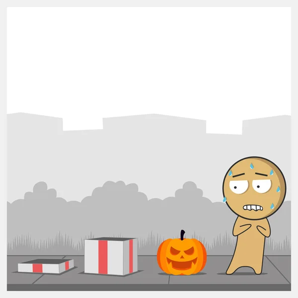 Halloween Pumpkin Terrified Man — Archivo Imágenes Vectoriales