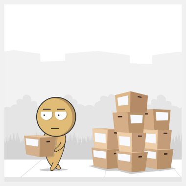 Elinde bir kutuyla yükleyici