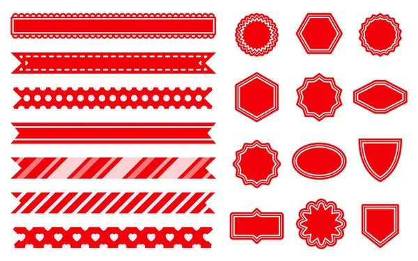 Лента красный угол палка записка скотч знак плоский набор — стоковый вектор