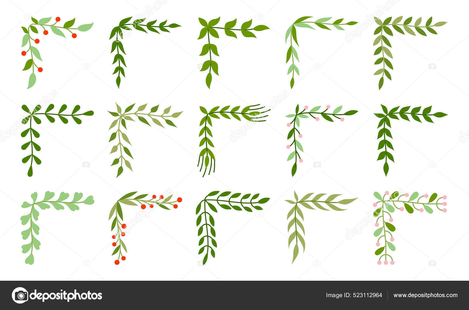 Frame corners with green leaves or foliage Vector Image