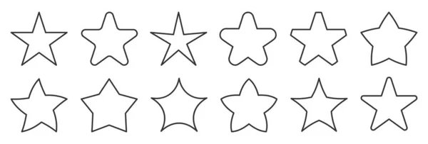 Sterne Abzeichen Qualitätsbewertung schwarze Linie gesetzt — Stockvektor