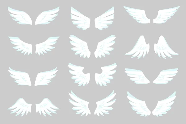Άγγελος πτέρυγα λευκό έμβλημα πουλί πετάξει αυτοκόλλητο επίπεδη σύνολο — Διανυσματικό Αρχείο