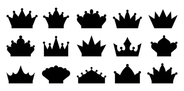 Krone königliche heraldische Marke schwarze Silhouette Set — Stockvektor