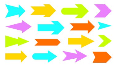 Ok imleci etiketi renkli işaretçi düz kümesi