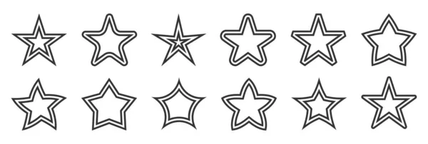 Sternenzeichen Qualität Score Rang doppelte schwarze Linie gesetzt — Stockvektor