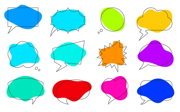 Bulle de parole forme liquide ligne de couleur ensemble plat — Image vectorielle