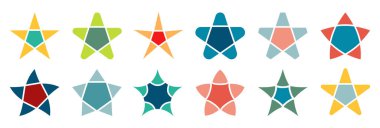 Yıldız renkli mozaik uygulama damga simgesi düz set