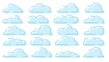 Bulut mavisi hava parçacığı iklim silueti seti