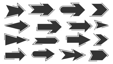 Oklu boş işaret yön bulma düğmesi siyah düz set