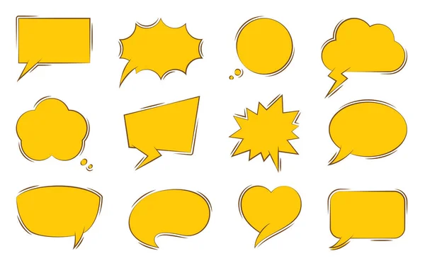 Speech bubble retro pop-art comic dialog flat set — Stock Vector