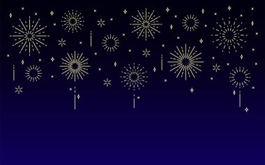 Havai fişek bayrağı Ufuk çizgisi gece çizgisi posteri