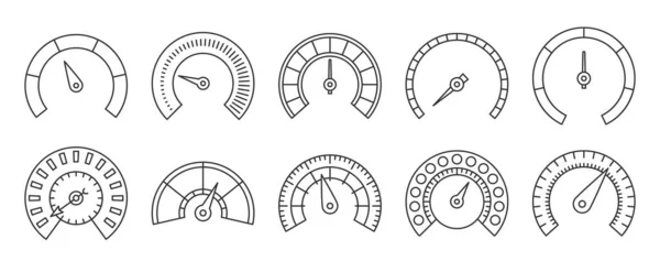 Prędkościomierz skala interfejsu prędkość czarna linia zestaw — Wektor stockowy