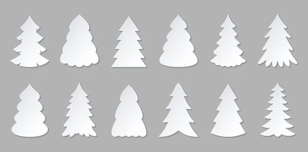 Adesivo carta tagliato albero di Natale origami set piatto — Vettoriale Stock