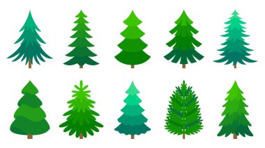 Noel ağacı tatil etiketi yeşil düz set