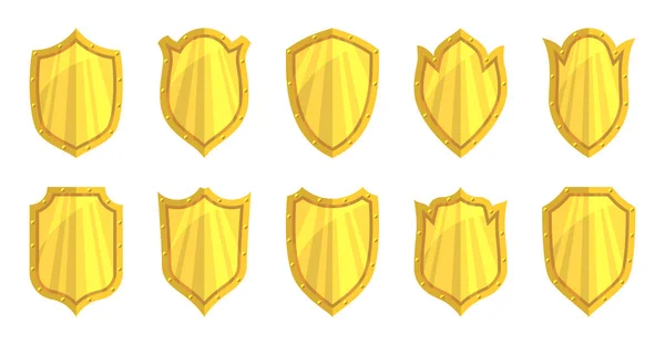 金盾形状安全套装奖章标志 — 图库矢量图片