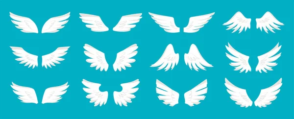 Melek kuş kanadı Beyaz özgürlük işareti düz set — Stok Vektör
