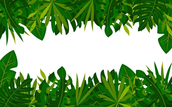 Тропічний ботанічний листовий банер зелений плоский стиль — стоковий вектор
