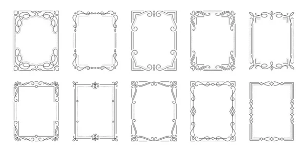 Vintage quadro divisor de borda texto preto conjunto de linha —  Vetores de Stock