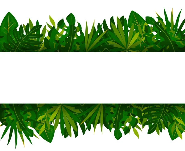 Тропічний пальмовий лист горизонтальний банер плоский стиль — стоковий вектор