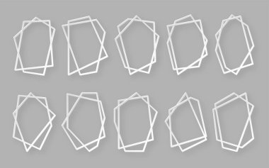 Çokgen çerçeve kağıt kesimi geometrik şekil düz set