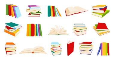Kitap yığını izometrik eğitim rengi düz kümesi