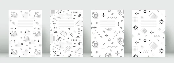 Geometric cover study memphis notebook flat set — Διανυσματικό Αρχείο