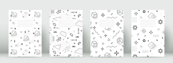 Geometrische omslag studie memphis notebook platte set — Stockvector