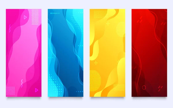 Couverture Abstraite Memphis Liquide Ensemble Couleurs Abstraites Bright Color Fluid — Image vectorielle