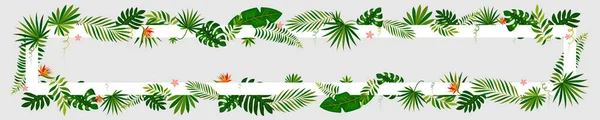 Тропічний Квітковий Папір Квіткового Листя Вирізав Рамку Плоскою Екзотичний Світловий — стоковий вектор