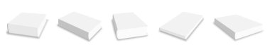 Blank book cover mockup template white flat set. Closed booklet 3d layout gray paper front textbook magazine shadow simple sample advertising education literature business publication isolated white
