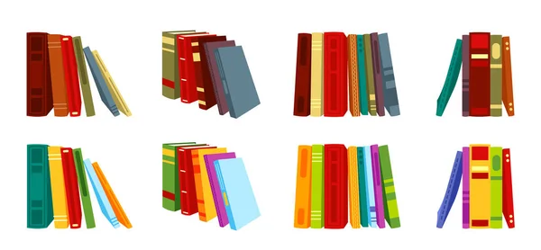 Book Pile Stack Heap Vintage Modern Style Flat Set Collection — Wektor stockowy