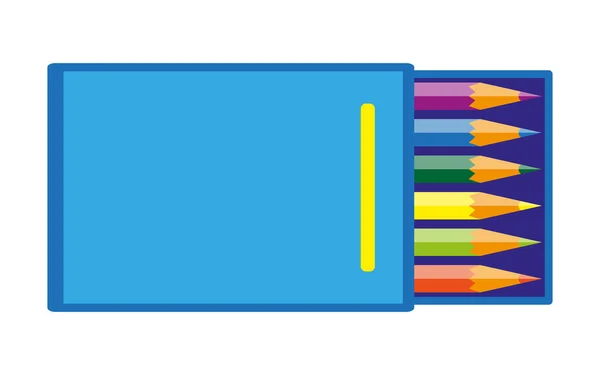 Colored Pencil Box Kid Icon Art Therapy Flat Children Creative — Stockvektor