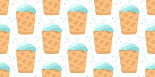 Milk Plombard Icecream Waffle Seamless Pattern Doodle Sloppy Style Sticker — Vettoriale Stock