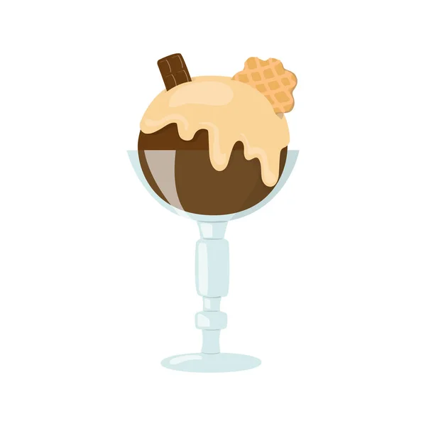 Choco Icecream Condensed Milk Cookie Glasscup Flat Juicy Fresh Chocolate — Stock Vector
