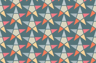 Yıldız retro desenli koyu geometrik yaşlı disko dairesi. Klasik desen arkaplan damgası sonsuz tekrar odası hediye odası kağıdı soyut desen kumaş mobilya 70 'lerin tatil kartı tasarım vektörü